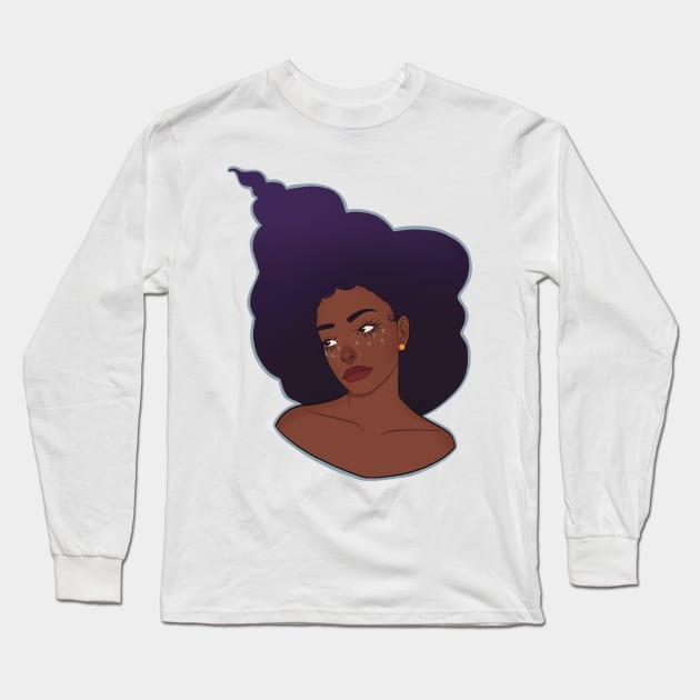 Big afro purple hair Long Sleeve T-Shirt by amys_warehouse 